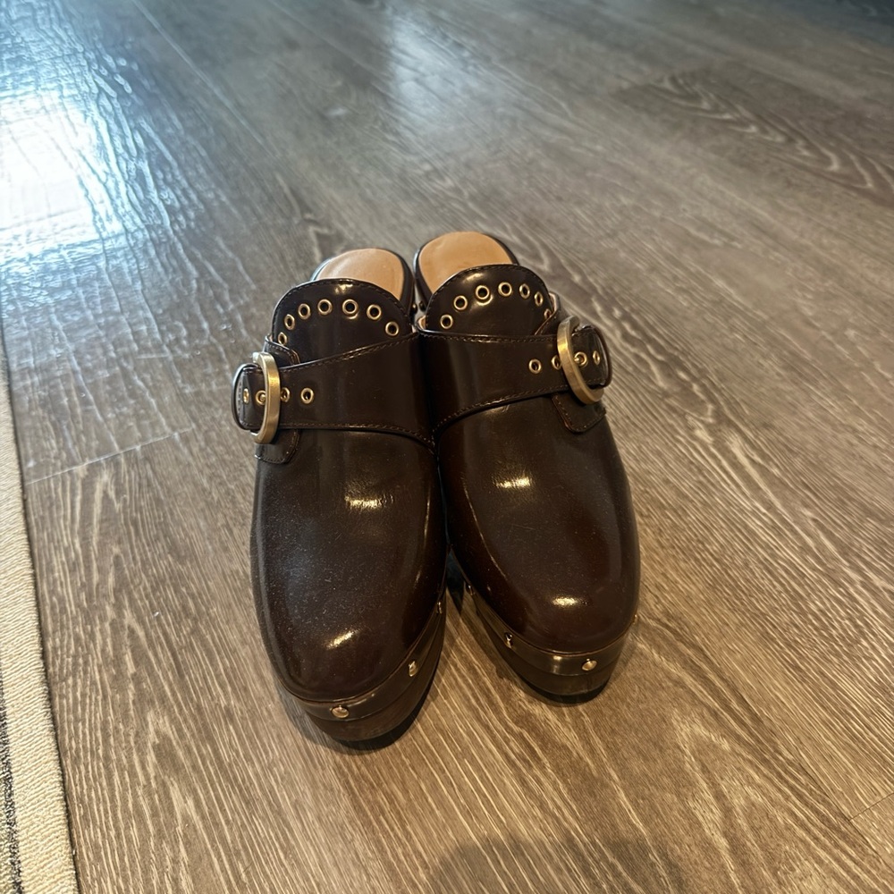 madewell brown studded clogs